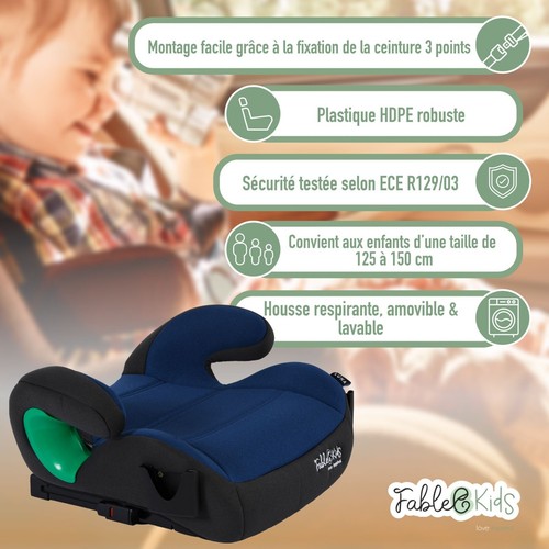 FableKids Siège auto pour enfants Siège auto Isofix Rehausseur de siège bleu - Photo 3/15