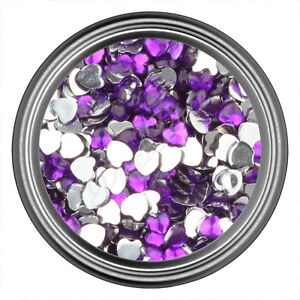 Dark-Purple-Heart-Rhinestone-Gems-Flat-Back-Face-Art-Nail-Art-Jewels-Decoration
