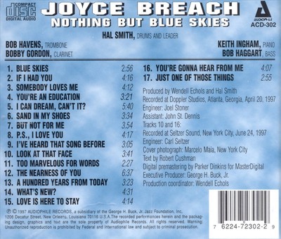 JOYCE BREACH - NOTHING BUT BLUE SKIES NEW CD