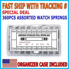 360pcs Watch PINS SPRING BARS Band Strap Link 8-25mm Repair Kit Stainless Steel 