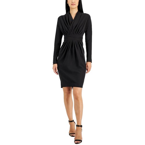 DONNA KARAN dark purple asymmetric drape cowl neck sheath dress L | eBay