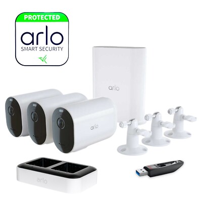 Arlo Pro 5S 2K XL 3 Camera Wireless Smart Security System with Dual-Band WiFi