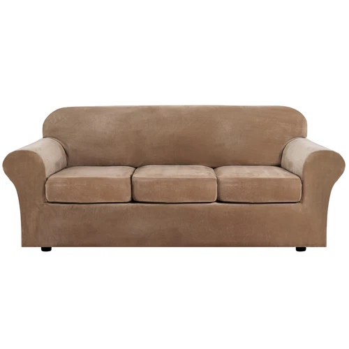 Samt Stretch Elastisch Sofabezug Wohn Couch Schonbezüge Schoner 1/2/3 Sitzer - Bild 86 von 112