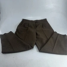 Vintage Counterpart Brown Plaid Flat Front Pants Women's 16R Polyester Blend