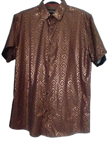 American Breed Men's Shirt Sz L Satin Short Sleeve Designer Smart Club Wedding - Picture 6 of 6