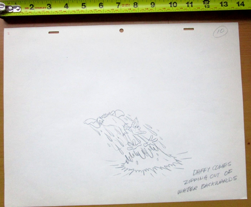 DAFFY DUCK 1960's Warner Brothers Original ANIMATION PRODUCTION cel DRAWING - Picture 2 of 2