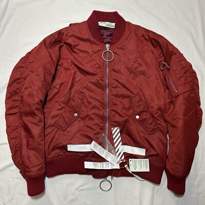 NWT Off-White Arrows Bomber Jacket Bordeaux Red - Size M - OMEA026F17578007