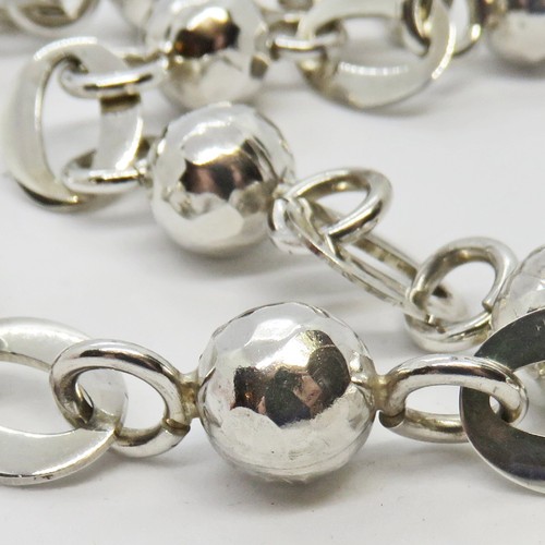 Collar torpe de cadena de bola pesada y eslabón de plata esterlina de 18 - Imagen 6 de 11