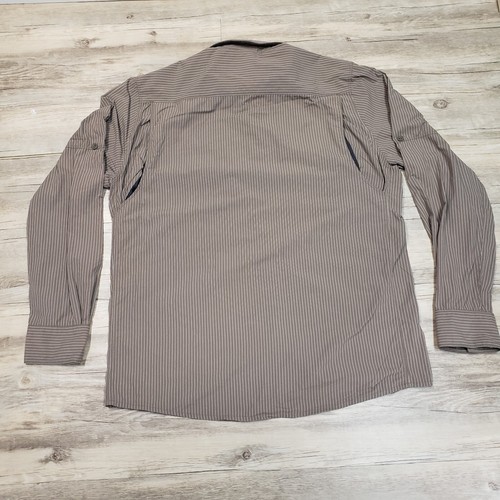 The North Face Shirt Mens M Nylon Brown Stripe Vented Long Sleeve AJDY Hiking - Picture 11 of 11