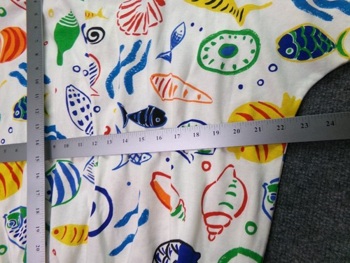 Vintage HMJ Womens Shirt White Large Dolman Sleeve Fish Ribbed 80s 90s Retro Fun - Picture 9 of 14