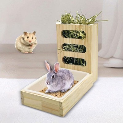 Kaninchen Heu Futterhaus mit Katzentoilette Käfig Hase Heukrippe für Hase Meerschweinchen
