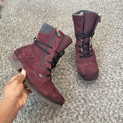 Rieker Women's Red Suede Leather Fleece Lined Chukka Winter Boots 42 US 10