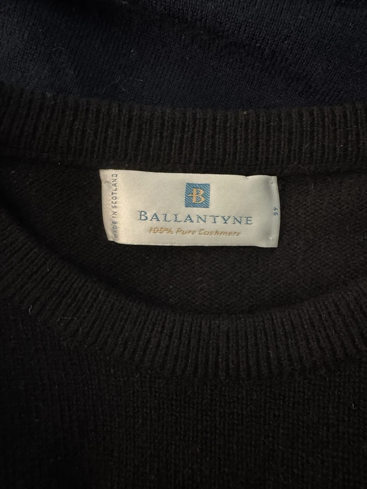 Suéter negro de cachemir BALLANTYNE para hombre talla 46 hecho en Escocia Foto 3 de 3