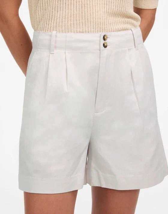NEW Madewell The Drapey Twill Pleated Chino Dressy Shorts Size 8 NWT White