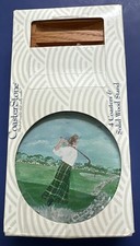 VTG c. Late 90 s COASTERSTONE GOLF COASTERS SET OF 4 W/WOOD STAND