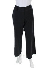 Elie Tahari Womens Zipper Fly High Rise Wide Leg Trouser Pants Black Size 8