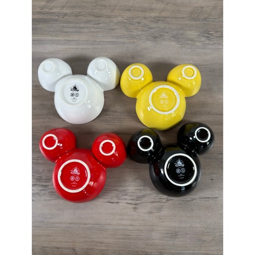 Disney Mickey Mouse Shaped Black Red White Yellow Snack Bowls/Dip Bowls Set of 4 - Picture 6 of 8