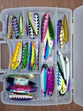 81 Salomon Spoons Fishing Lures. 9 are New. Comes In Double Lure Case.