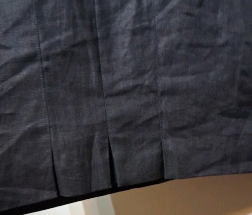 Louis Feraud Vtg Black Linen Midi Length Dress Short Sleeve Gold Buttons US 10 - Picture 6 of 10