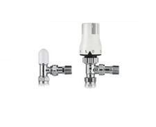 TRV Angled Thermostatic Radiator Valve & Lockshield 15mm x 1/2 PLUMBRIGHT 709157