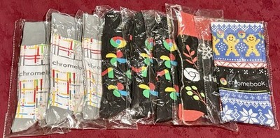 Lot of 8 Google Chromebook Promotional Socks (One Size; New)