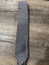 J Crew Grey Navy Blue Polka Dot Silk Neck Tie 2.75  