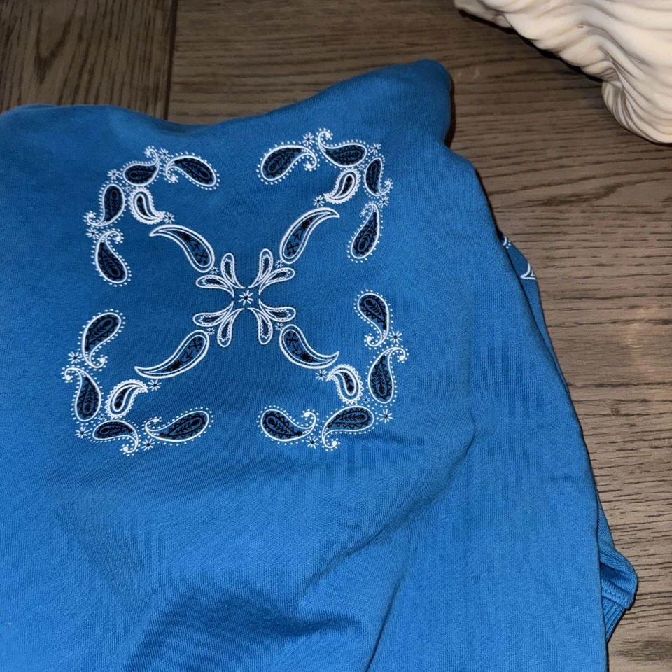 $410 Off-White Kids Boys Blue Logo Shape Zip-Up Hoodie Sweater Size 6 - Image 4 of 4