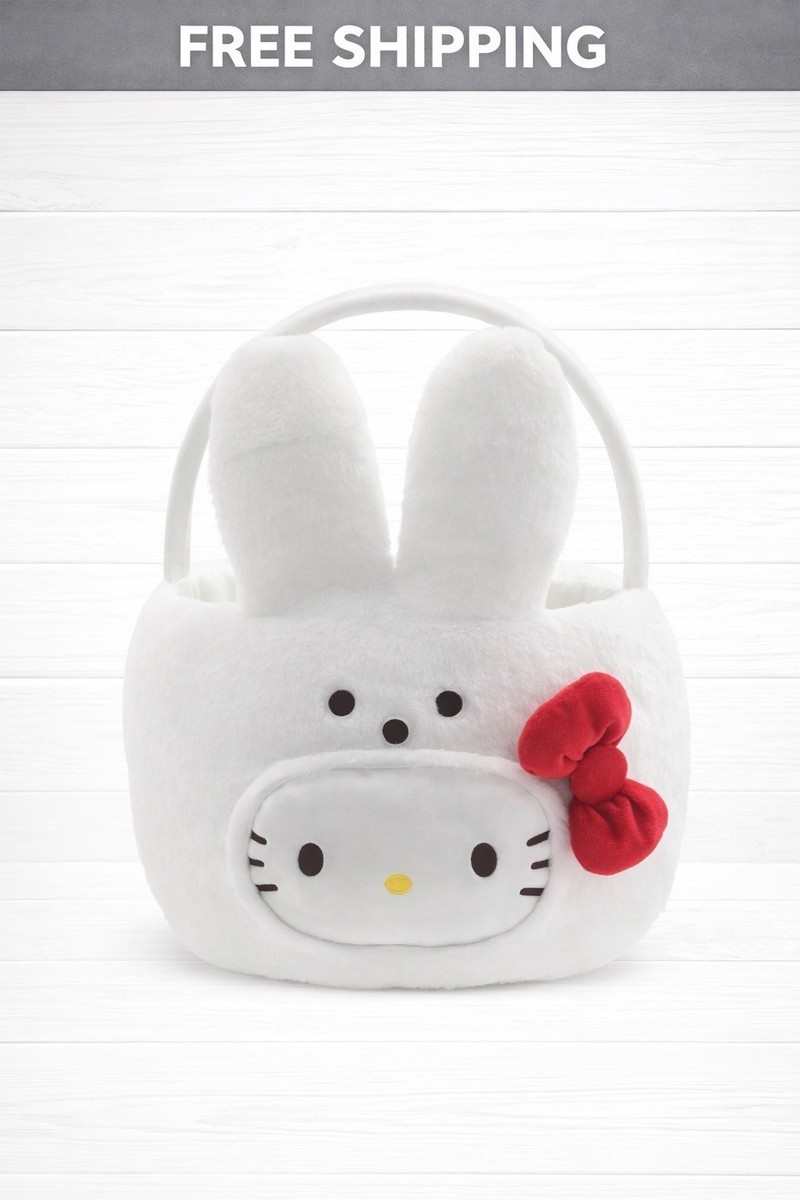 HELLO KITTY White PEEPS JUMBO SIZE Easter Bunny Basket W/Handle