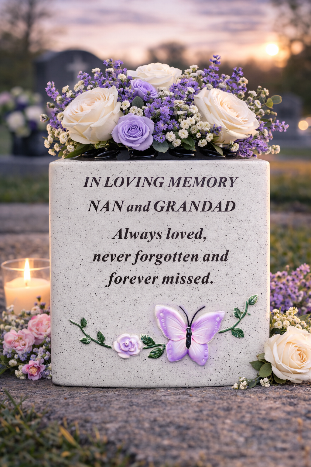 Nan & Grandad Memorial Flower Vase Rose Bowl Holder Pot Crem Graveside Ornament