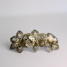 Vintage Gold-Tone Filigree Floral Hair Clip Barrette