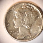 1942 D Mercury Dime 10C Cents Coin Silver, XF/AU!