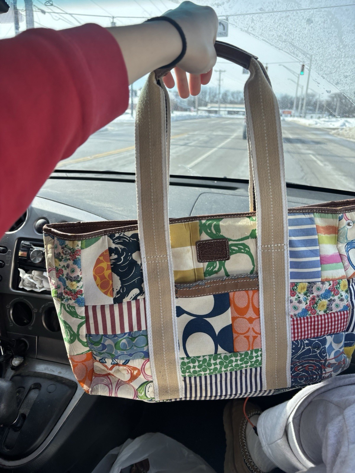 Coach Patchwork Multicolor Tote Zip Closure Inner… - image 1