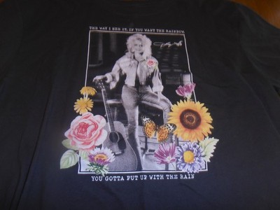 DOLLY PARTON ''IF YOU WANT RAINBOWS YOU PUT UP W/T RAIN'' S/S T-SHIRT WOMEN'S 2XL