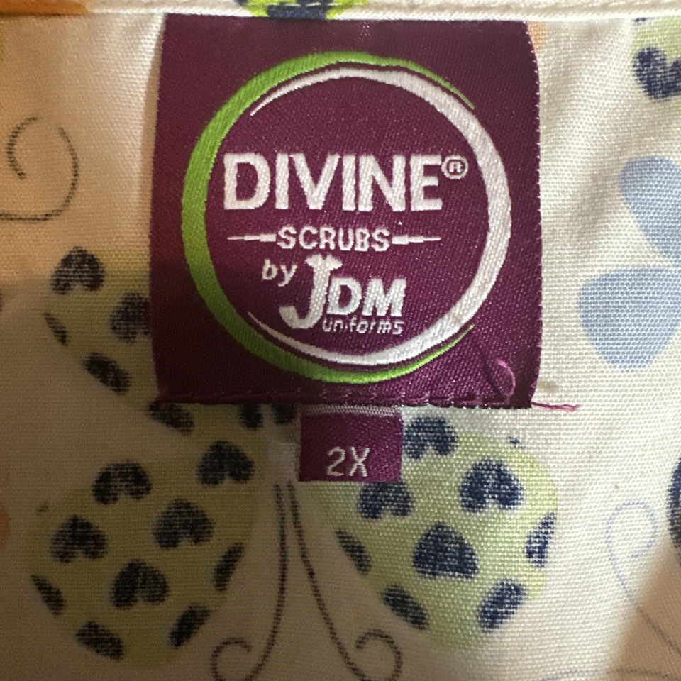 Божественный эластичной синий бабочки скраб верхняя униформа 3 кармана Med EUC 2 X /подходит As1X - Изображение 3 из 4