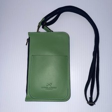 Daniel Chong Madrid Verde 100% Cuero Bolsa Teléfono Bandolera 8” X 5” Ajustable