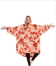 NIB The Comfy Dream Orange Sunset Tie Dye Hoodie Wearable Blanket