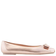 Ferragamo Ladies Metallic Leather Vara Bowl Ballet Flats, Size 5.5 D