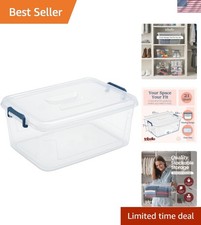 Plastic Storage Bins with Lids, Clear Stackable Storage Containers - 21 Qt