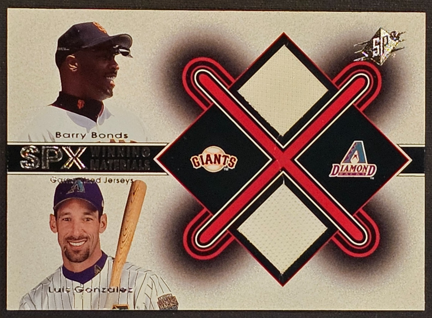 2001 Upper Deck SPX Winning Materials Barry Bonds/Luis Gonzalez Relic #BB-LG