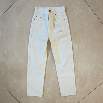 RAEY Women's White Straight Jeans Size 22 High Rise Button Fly 5-Pocket