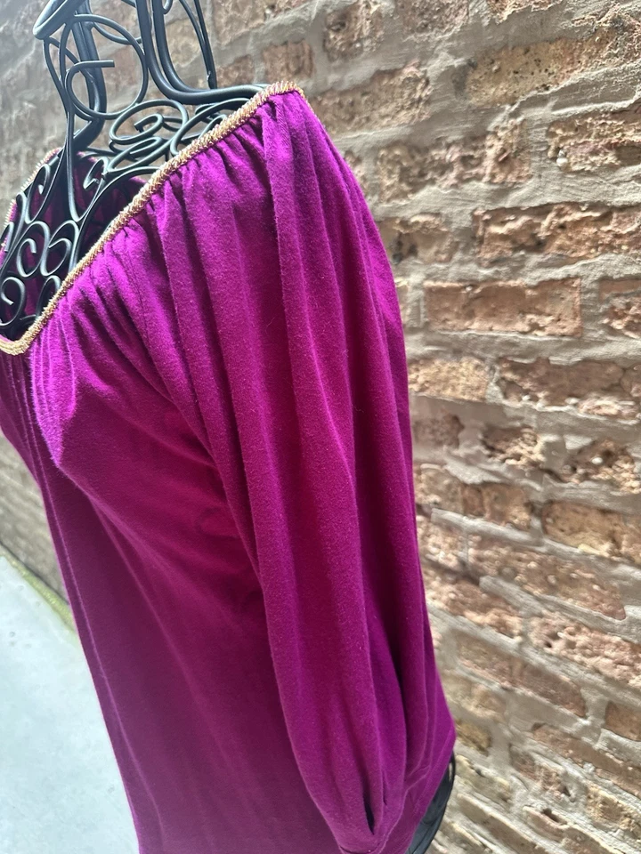 Top Express Mujer Magenta Pima Algodón Talla M Cuello Redondo Manga 3/4 Suave Gitano S Foto 4 de 4