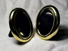 Vintage Tiny Brass Mini Photo Frames Easel Stand Lot of 2, Oval 