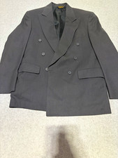 Men's Black Double-Breasted Peak Lapel Six-Button Suit Jacket 40 Regular