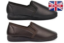 Image of Mens Leather Slippers Size 6 Boys Slippers Carpet Slip On Slipper Real Leather