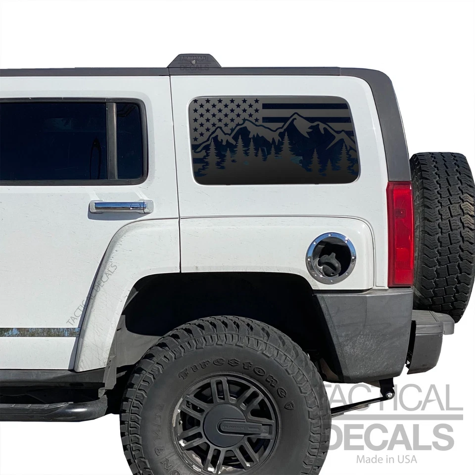 USA flag with mountain scene Decals for 2006-2010 Hummer H3 HH3-PM1 - Image 2 of 4