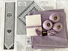 Janice Love Hardanger Designs 48 Pgs Instructions Lavender Fabric Perle Threads
