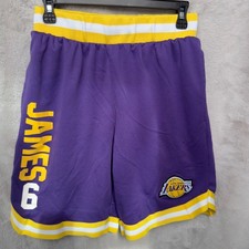 Los Angeles Lakers LeBron James 6 Purple Basketball Shorts Mens M NBA