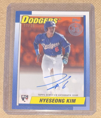Topps 2025 Update Hyeseong Kim Dodgers RC Auto 1990 Topps Orange #90AU-HK /25