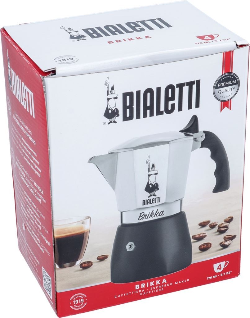 4 CUP Bialetti Brikka  Espresso Coffee Maker Percolator Stove Top 1228047
