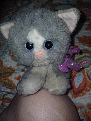 Vtg 1992 Tyco Kitty Kitty Kittens Grey & White Tabby Cat Blue Eyes w/Collar - 第 1/10 張圖片